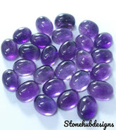 6X8MM, 7X9MM, 8X10MM, 9X11MM Natural Amethyst Cabochon Oval Gemstone, AAA Purple Amethyst Smooth Oval Cabs Stone For Jewelry