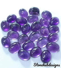 6X8MM, 7X9MM, 8X10MM, 9X11MM Natural Amethyst Cabochon Oval Gemstone, AAA Purple Amethyst Smooth Oval Cabs Stone For Jewelry