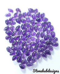 Natural Amethyst Pear Cabochon Gemstone, AAA Quality Amethyst Smooth Pear flat back Loose Stone For Jewelry Making