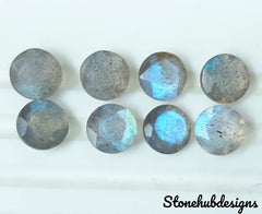 7MM, 8MM, 9MM, 10MM Natural Labradorite Faceted Round Cut Stone, AAA Labradorite Blue flashy Faceted Round Cut size loose stone For Jewelry