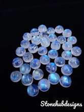 Natural Moonstone Round Cabochon Stone, AAA Blue Fire Flash Moonstone Smooth Round Flat Back Cabochon for Jewelry