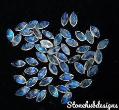 2.5X5MM, 3X6MM, 4X8MM, 5X10MM, 6X12MM Natural Moonstone Faceted Marquise Cut Gemstone, AAA Moonstone marquise Blue Fire Flash for jewelry