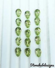 6x8MM, 6x9MM, 7x9MM, 8x10MM Natural Peridot Faceted Pear Cut Gemstone, AAA Green Peridot faceted Pear Calibrated loose Stone For Jewelry