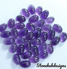 6X8MM, 7X9MM, 8X10MM, 9X11MM Natural Amethyst Cabochon Oval Gemstone, AAA Purple Amethyst Smooth Oval Cabs Stone For Jewelry