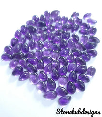 Natural Amethyst Pear Cabochon Gemstone, AAA Quality Amethyst Smooth Pear flat back Loose Stone For Jewelry Making