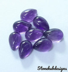 Natural Amethyst Cabochon Pear Gemstone, AAA Quality Amethyst Smooth Pear flat back Loose Stone For Jewelry Making