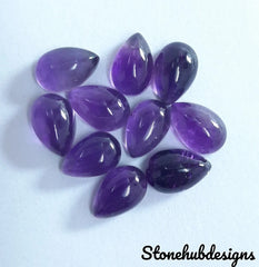 Natural Amethyst Cabochon Pear Gemstone, AAA Quality Amethyst Smooth Pear flat back Loose Stone For Jewelry Making