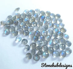 3MM, 4MM, 5MM, 6MM Natural Labradorite Faceted Round Cut Stone, AAA Labradorite Faceted Round Calibrated Blue flashy Cut Stone For jewelry