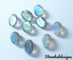 7x9MM, 8x10MM, 9x11MM, 10x12MM Natural Labradorite Faceted Oval Cut Stone, AAA Labradorite blue flashy Oval Cut size loose stone For Jewelry