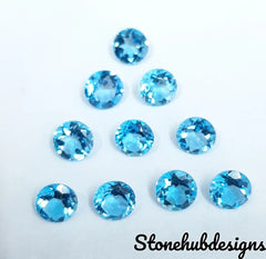 7MM, 8MM, 9MM, 10MM Natural Swiss Topaz Faceted Round Cut Gemstone, AAA Swiss Topaz Round Cut Faceted calibrated Size Loose Gemstone