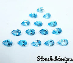 2x3MM, 3x4MM, 3x5MM Natural Swiss Blue Topaz Faceted Pear Cut Gemstone, AAA Swiss blue topaz pear faceted loose Calibrated Stone For Jewelry