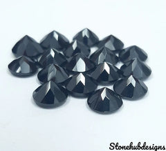 Natural Black Spinel Faceted Round Cut Gemstone, AAA Black Spinel Faceted Round Cut Loose Calibrated Gemstone For Jewelry