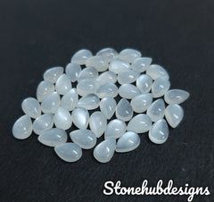 7X10MM, 8X12MM, 9X13MM Natural White Moonstone Pear Cabochon Gemstone, AAA Quality White Moonstone Smooth Pear Cabs For Jewelry