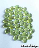 6x8MM, 7x9MM, 8x10MM Natural Peridot Oval Cabochon Gemstone, AAA Green Peridot Smooth Oval Flat Back Calibrated Size loose Stone For Jewelry