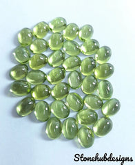 6x8MM, 7x9MM, 8x10MM Natural Peridot Oval Cabochon Gemstone, AAA Green Peridot Smooth Oval Flat Back Calibrated Size loose Stone For Jewelry