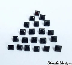 3MM, 4MM, 5MM, 6MM Natural Black Spinel Faceted Square gemstone, 100% Natural AAA Quality Black Spinel Square Faceted Loose Gemstone