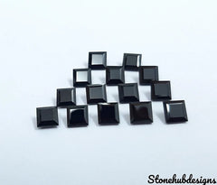 7MM, 8MM, 9MM, 10MM Natural Black Spinel Faceted Square gemstone, AAA Quality Black Spinel Square Faceted Loose Gemstone for Jewelry