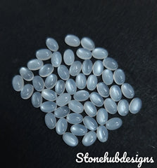 3X5MM, 4X6MM, 5X7MM, 6X8MM Natural White Moonstone Oval Cabochon Gemstone, AAA Quality White Moonstone Smooth Oval For Jewelry