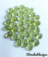 6x8MM, 7x9MM, 8x10MM Natural Peridot Oval Cabochon Gemstone, AAA Green Peridot Smooth Oval Flat Back Calibrated Size loose Stone For Jewelry