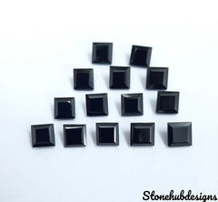 7MM, 8MM, 9MM, 10MM Natural Black Spinel Faceted Square gemstone, AAA Quality Black Spinel Square Faceted Loose Gemstone for Jewelry