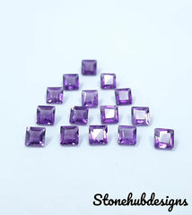 2MM, 2.5MM, 3MM, 4MM Natural Amethyst Faceted Square Gemstone, AAA African Amethyst faceted Square Loose Calibrated Cut Stones For Jewelry