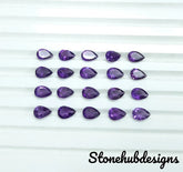 3x5MM, 4x6MM, 5x7MM Natural Amethyst faceted Pear Cut Gemstone, AAA Purple Amethyst faceted Pear Cut Loose Calibrated Stone For Jewelry