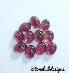 6x8MM, 7x9MM, 8x10MM Natural Pink Tourmaline Oval Cabochon Gemstone, Pink Tourmaline Smooth Oval Flat Back Cabochon Stone for jewelry making