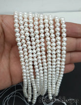5MM, 6MM, 7MM, 8MM Natural Pearl Smooth Round Beads, freshwater pearl smooth beads, White pearl beads One Strands, Gemstone Beads