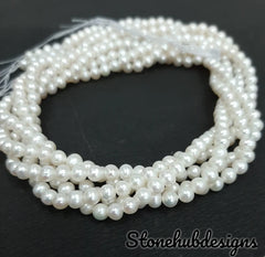 5MM, 6MM, 7MM, 8MM Natural Pearl Smooth Round Beads, freshwater pearl smooth beads, White pearl beads One Strands, Gemstone Beads