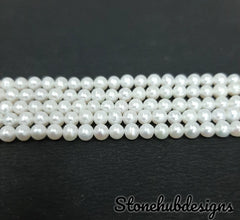 5MM, 6MM, 7MM, 8MM Natural Pearl Smooth Round Beads, freshwater pearl smooth beads, White pearl beads One Strands, Gemstone Beads