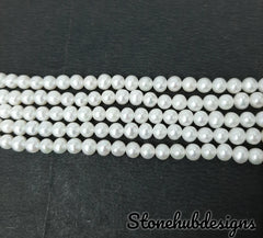 5MM, 6MM, 7MM, 8MM Natural Pearl Smooth Round Beads, freshwater pearl smooth beads, White pearl beads One Strands, Gemstone Beads