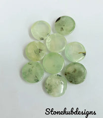 Natural Prehnite Round Cabochon Gemstone, AAA Green Prehnite Smooth Round Cabochon For Jewelry