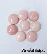 11MM- 20MM Natural Pink Opal Round Cabochon Gemstone, Flat Back Round Shape Smooth Polished Gemstones Lot For Earring, Ring And Jewelry