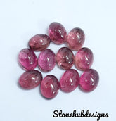 6x8MM, 7x9MM, 8x10MM Natural Pink Tourmaline Oval Cabochon Gemstone, Pink Tourmaline Smooth Oval Flat Back Cabochon Stone for jewelry making