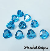 8MM, 9MM, 10MM, 12MM Natural Swiss Blue Topaz Faceted Heart Shape Loose Gemstones, AAA Swiss Blue Topaz Cut Heart For Jewelry Making