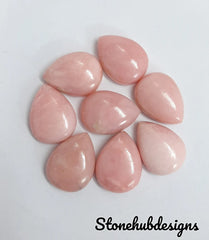 Natural Pink Opal Pear Cabochon Gemstone, AAA Pink Opal Pear Shape Smooth Polished Gemstones Lot For Earring Ring And Jewelry