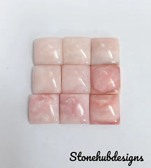 Natural Pink Opal Square Cabochon Gemstone, Opal Square Shape Smooth Polished Gemstones Lot For Earring Ring And Jewelry Making