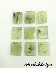 Natural Prehnite Rutile Smooth Octagon Cabochon, CALIBRATED Loose Semi Precious Gemstone, Prehnite Octagon Cabochon For Jewelry Making