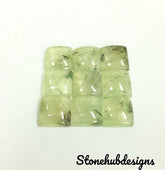 Natural Prehnite Rutile Smooth Square Cabochon, CALIBRATED Loose Semi Precious Gemstone, Prehnite Square Cabochon For Jewelry Making
