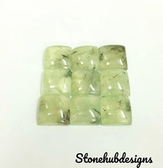 Natural Prehnite Rutile Smooth Square Cabochon, CALIBRATED Loose Semi Precious Gemstone, Prehnite Square Cabochon For Jewelry Making