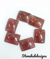 Natural Pink Strawberry Quartz Smooth Octagon Cabochon, AAA Pink Octagon Shape Flat Back Cabochon, Pink Quartz Gemstone For Jewelry Making