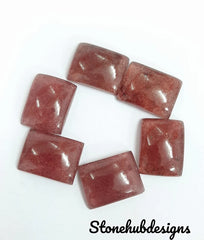 Natural Pink Strawberry Quartz Smooth Octagon Cabochon, AAA Pink Octagon Shape Flat Back Cabochon, Pink Quartz Gemstone For Jewelry Making