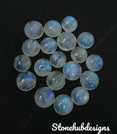 11MM, 12MM, 13MM Natural Moonstone Round Cabochon Stone, Moonstone Calibrated Round Blue Fire Flash Smooth Moonstone For Jewelry