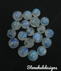 11MM, 12MM, 13MM Natural Moonstone Round Cabochon Stone, Moonstone Calibrated Round Blue Fire Flash Smooth Moonstone For Jewelry