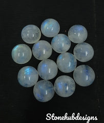 14MM, 15MM Natural Moonstone Round Cabochon Stone, Moonstone Calibrated Round Blue Fire Flash Smooth Moonstone Round For Jewelry Making