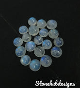 7MM, 8MM, 9MM, 10MM Natural Moonstone Round Cabochon Gemstone, Blue Fire Flash Moonstone Smooth Round Cabs Stone for Jewelry