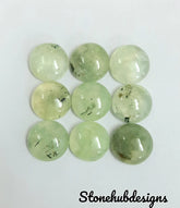 Natural Prehnite Round Cabochon Gemstone, AAA Green Prehnite Smooth Round Cabochon For Jewelry