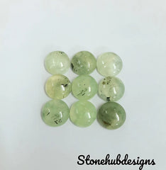 Natural Prehnite Round Cabochon Gemstone, AAA Green Prehnite Smooth Round Cabochon For Jewelry