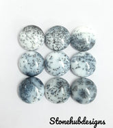 Natural Dendrite Opal Round Cabochon Gemstone, AAA quality Dendrite Opal Plain Round Flat Back Cabochons For Jewelry