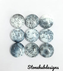 Natural Dendrite Opal Round Cabochon Gemstone, AAA quality Dendrite Opal Plain Round Flat Back Cabochons For Jewelry